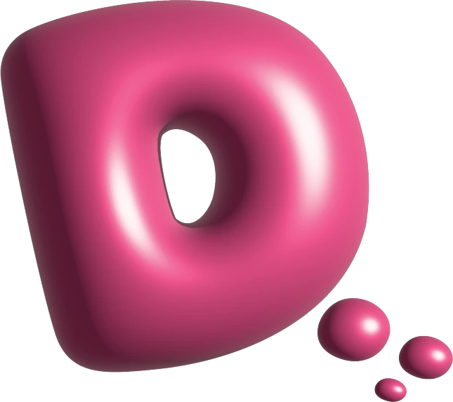 3D mark, pink on blue