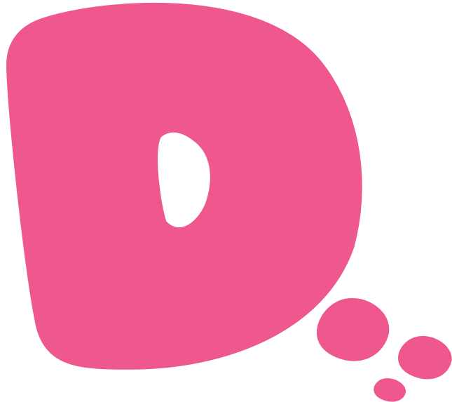 Flat mark, pink on blue