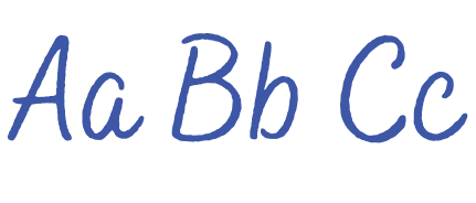 Aa Bb Cc set in Bakerie Rough, a light brush script, in cobalt
