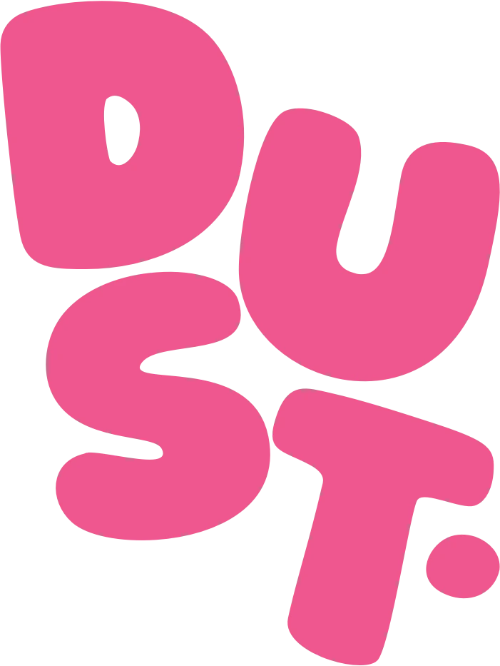 Flat wordmark, pink on blue