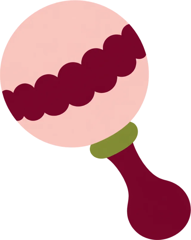 A pink and green baby rattle