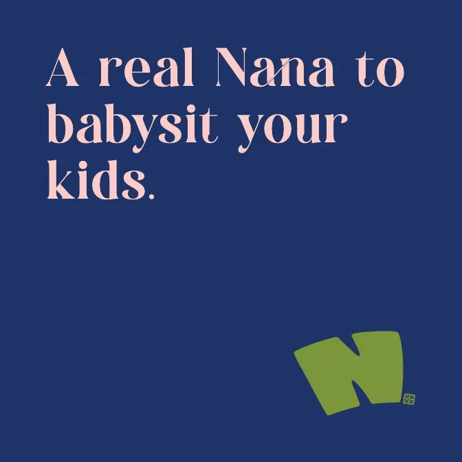 Post: "A real Nana to babysit your kids." on Bedtime navy with the N icon