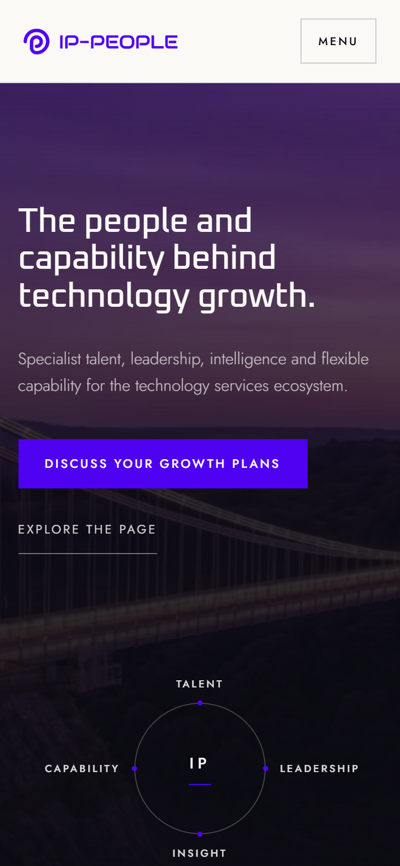 IP People homepage on mobile